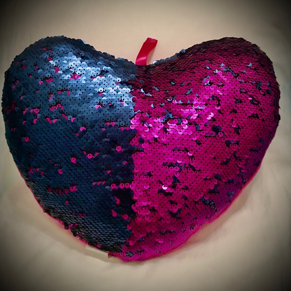 D & B Heart Sequin Pillow